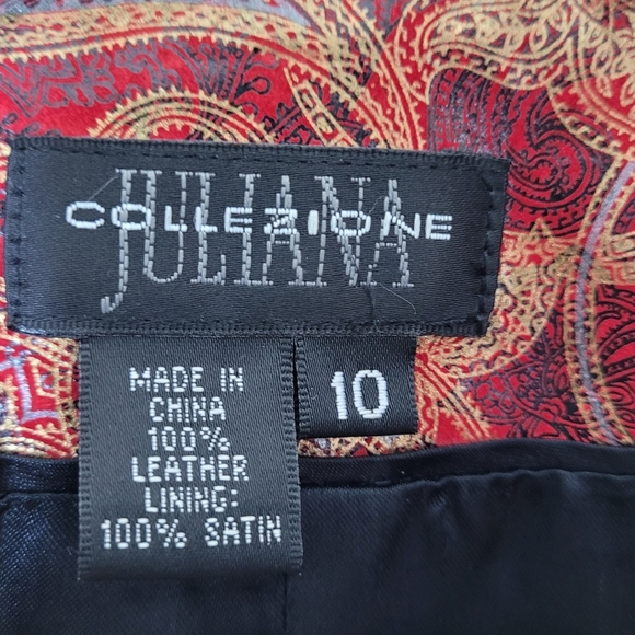 Juliana Collezione Metallic Paisley Leather Blazer Jacket Size 10 Holiday Party - Picture 7 of 8